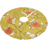 トロピカルフラワー葉ズ：外来壁紙。 ブラッシュドポリエステルツリースカート (アングル)