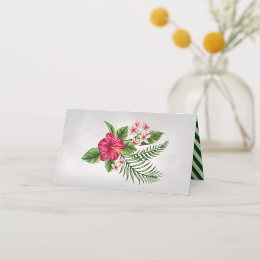 トロピカルフラワー葉&ズ結婚座席表 プレイスカード (裏面)