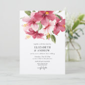 トロピカルフラワー葉& |夏花結婚の 招待状 (スタンド正面)