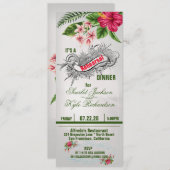 トロピカルフラワー葉&結婚ズのリハーサルディナー 招待状 (正面/裏面)