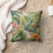 トロピカルフラワー離れズガーデンウォーター色 クッション (ブランケット)