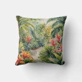 トロピカルフラワー離れズガーデンウォーター色 クッション (裏面)