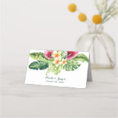 トロピカルフラワー離れズフローラシック結婚ズ プレイスカード (正面)