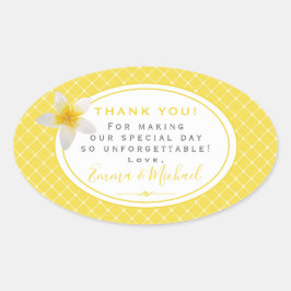 トロピカルフラワー&イエロートレリスありがとうござ結婚う 楕円形シール