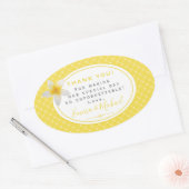 トロピカルフラワー&イエロートレリスありがとうござ結婚う 楕円形シール (封筒)