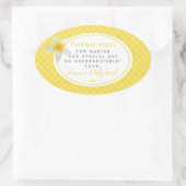 トロピカルフラワー&イエロートレリスありがとうござ結婚う 楕円形シール (バッグ)