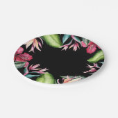 トロピカルフラワー サマーアイランド フローラル リーフ ペーパープレート (アングル)