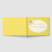 トロピカルフラワー&トレリス模様 |黄結婚色 ゲストブック (全面)