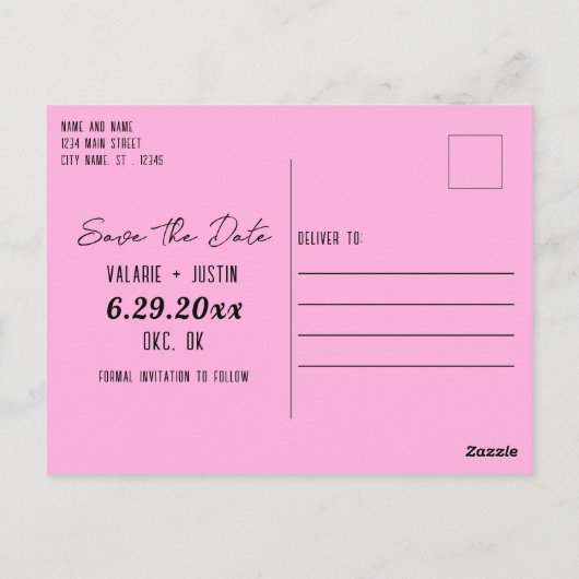 トロピカルフリーおもしろいドリンク結婚式の日付を保存 ポストカード (裏面)