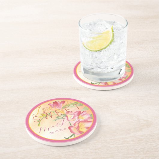 トロピカルフリーシアの水の色の愛は甘い コースター (側面)