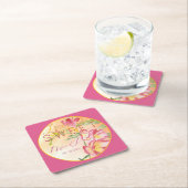 トロピカルフリーシアの水の色の愛は甘い スクエアペーパーコースター (インサイチュ)