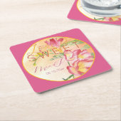 トロピカルフリーシアの水の色の愛は甘い スクエアペーパーコースター (アングル)