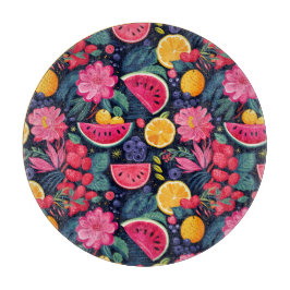 トロピカルフルーツと花 カッティングボード