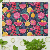 トロピカルフルーツと花 キッチンタオル (折り畳み)