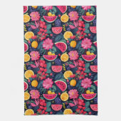 トロピカルフルーツと花 キッチンタオル (縦)