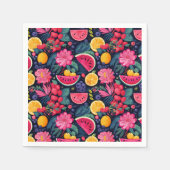 トロピカルフルーツと花 スタンダードカクテルナプキン (正面)