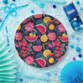 トロピカルフルーツと花 ペーパープレート (パーティー)