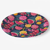 トロピカルフルーツと花 ペーパープレート (アングル)