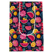 トロピカルフルーツと花 ミディアムペーパーバッグ (裏面)