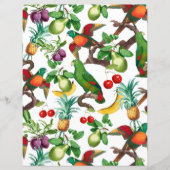 トロピカルフルーツと鳥の模様スクラップブック紙 (正面)