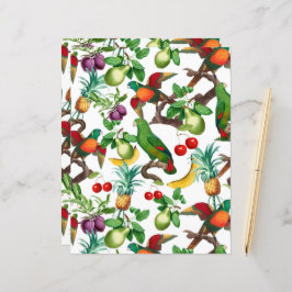 トロピカルフルーツと鳥の模様スクラップブック紙