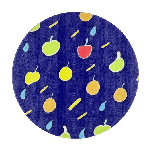 トロピカルフルーツのネオンカラーパターン カッティングボード (正面)