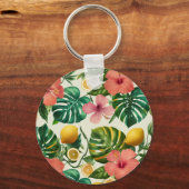 トロピカルフルーツの花のキーチェーン キーホルダー (正面)