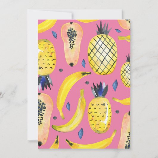 トロピカルフルーツをテーマにした2回目の誕生日 招待状 (裏面)