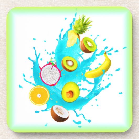 トロピカルフルーツアート買の飛沫 コースター (正面)