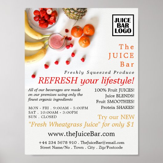 トロピカルフルーツジュース広告バー ポスター (正面)