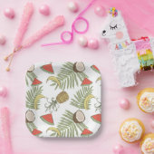 トロピカルフルーツスケッチパターン ペーパープレート (パーティー)