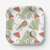 トロピカルフルーツスケッチパターン ペーパープレート (正面)