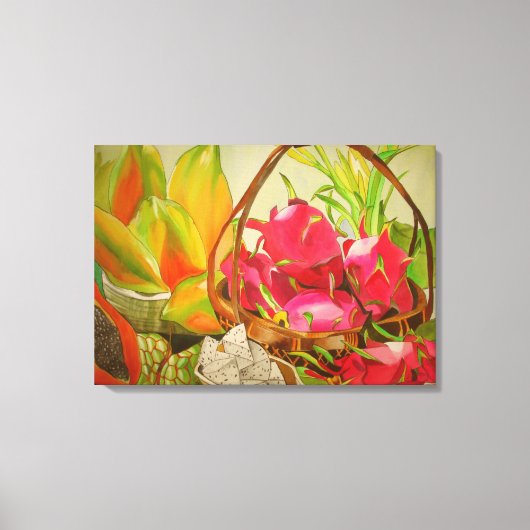 トロピカルフルーツスチルライフオリジナルウォーターカラーアート キャンバスプリント (正面)