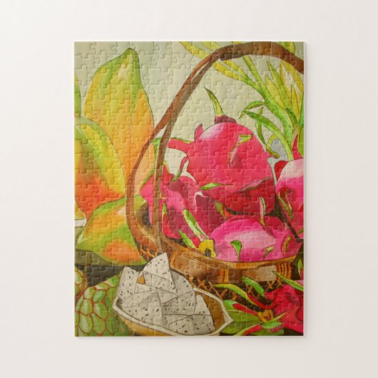 トロピカルフルーツスチルライフオリジナルウォーターカラーアート ジグソーパズル (縦)