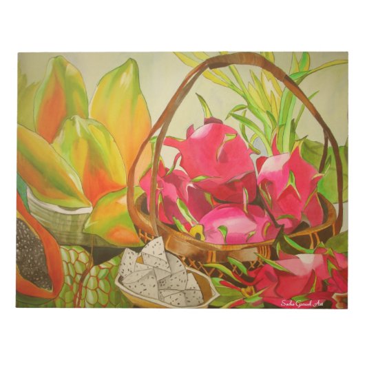 トロピカルフルーツスチルライフオリジナルウォーターカラーアート ノートパッド (正面)