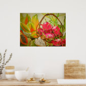 トロピカルフルーツスチルライフオリジナルウォーターカラーアート ポスター (キッチン)