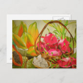 トロピカルフルーツスチルライフオリジナルウォーターカラーアート ポストカード (正面/裏面)