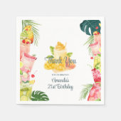 トロピカルフルーツドリンクプールパーティー大人誕生日 スタンダードカクテルナプキン (正面)