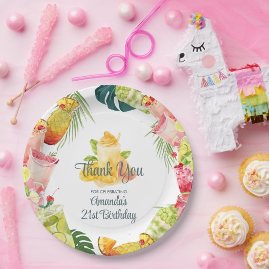 トロピカルフルーツドリンクプールパーティー大人誕生日 ペーパープレート (パーティー)