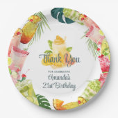 トロピカルフルーツドリンクプールパーティー大人誕生日 ペーパープレート (正面)