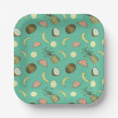 トロピカルフルーツドードルパターン ペーパープレート (正面)