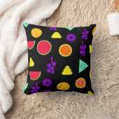 トロピカルフルーツネオンパラダイスパターン クッション (ブランケット)