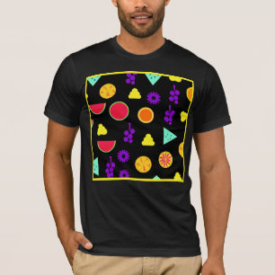トロピカルフルーツネオンパラダイスパターン Tシャツ