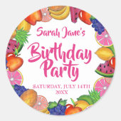 トロピカルフルーツバナナスイカ誕生日パーティー ラウンドシール (正面)