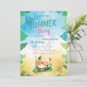 トロピカルフルーツパーム葉ズサマーバースデーパーティー 招待状 (スタンド正面)