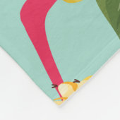 トロピカルフルーツフラミンゴヴィンテージ模様 フリースブランケット (角)