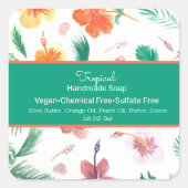 トロピカルフルーツ手作り石鹸美しいブランディング スクエアシール (正面)