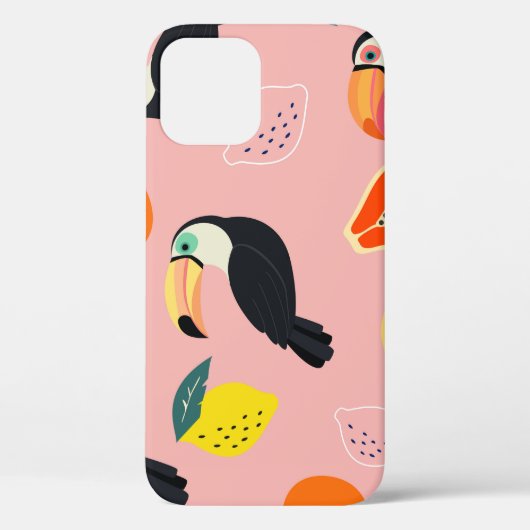 トロピカルフルーツ抽象芸術入りトゥカン Case-Mate iPhoneケース (裏面)