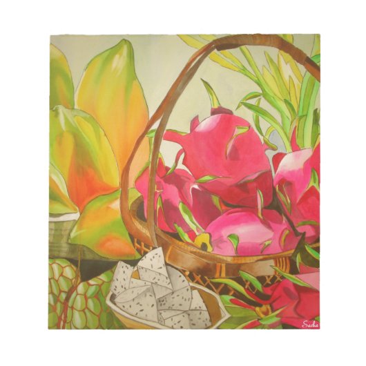 トロピカルフルーツ水カラーオリジナルアートの静物生活 ノートパッド (正面)