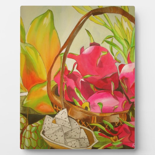 トロピカルフルーツ水カラーオリジナルアートの静物生活 フォトプラーク (正面)